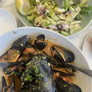 oysters and mussels, shellfish, oysters, food, mussels