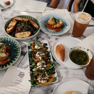 2 Fiore di Zucca, Burrata Caprese, Melanzane Impanata and Caponata