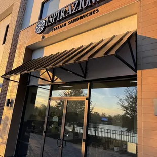 the entrance to the restaurant