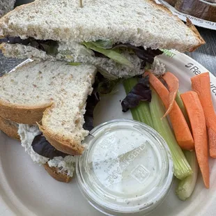 chicken salad sandwich with veggies