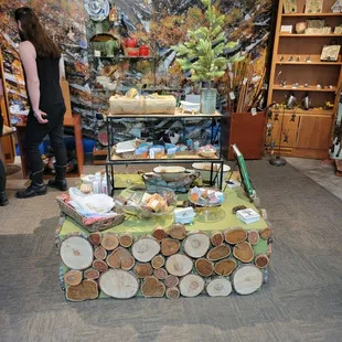 a display of food items