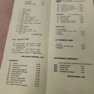 menu