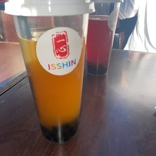 Strawberry &amp; mango boba green tea
