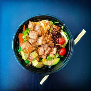 Build your own poke bowl.  Vegetarian.