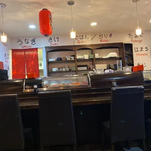 interior, sushi and sashimi