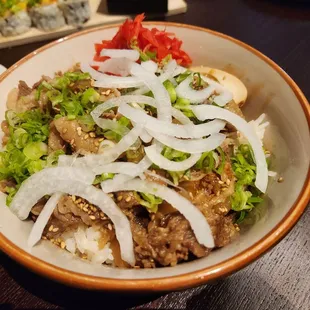 a bowl of food on a table