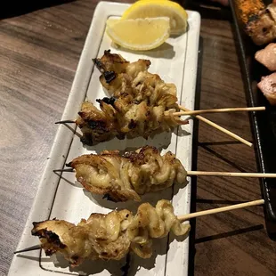 Chicken skin skewers