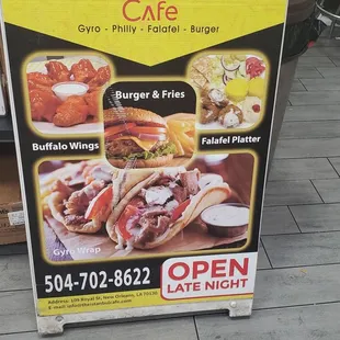 A few of the menu items