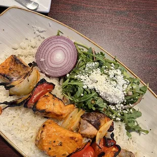 Grilled salmon kebab