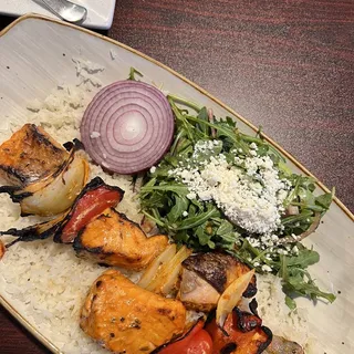 Grilled Salmon Kebab Platter