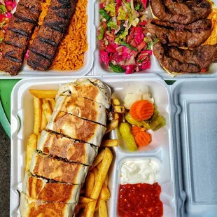 Kofte kabob, Adana Kebab and beef shawarma  @haloodie