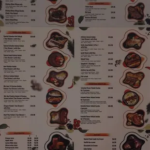 Menu sheets posted on a pillar