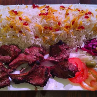 Lamb Chop Kebab with rice