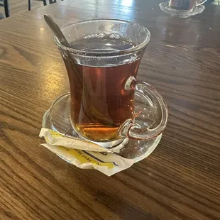 Hot black tea. PERFECT finish