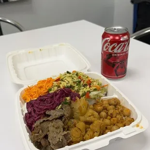 beef doner, chickpeas, cauliflower, orzo salad, creamy beets &amp; carrots.