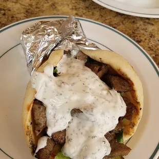 Lamb and Beef Gyro Sandwich