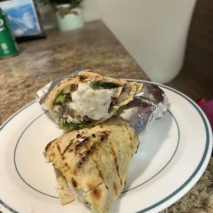 Chicken Gyro Wrap. This was so good and so full of flavor. Excuse the missing bite...I couldn't help myself lol