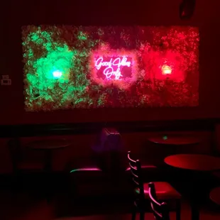 neon signs on the wall