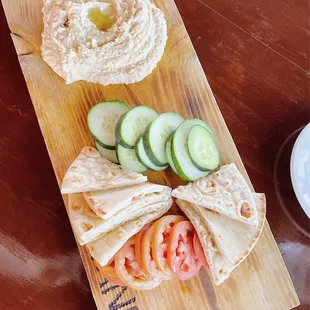 Hummus app was very yummy. Great presentation, fresh and cold veggies, huge portion!
