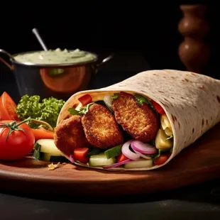 Falafel Wrap, Mediterranean Buffet