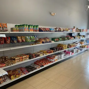 shelves of food and snacks