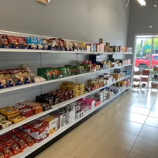 shelves of food and snacks