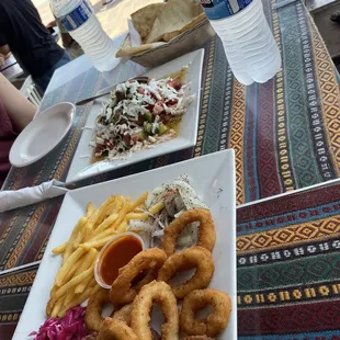 Large Turkish salad and calamari