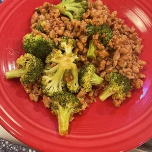 Ground Orange chicken.