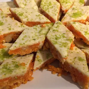 Carrot Fudge Creme Milk and Pistachio topping
