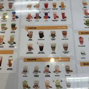 Iced tea, coffee, and Frappe