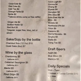 Menu, Pg 2 of 2. See Daily Special on Pg 2.