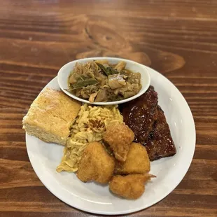 Cauli Wings Ribs Mac n Cheese Creole Greens Southern Cornbread