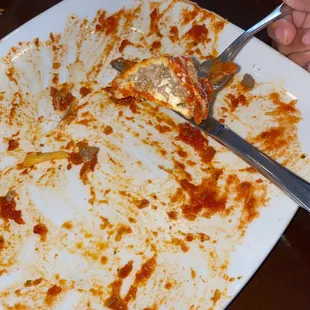 Last bite of Baked Meat Lasagna