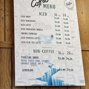 Drink menu