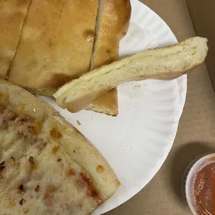 Cheese bread. It was okay, cheese pizza was better.