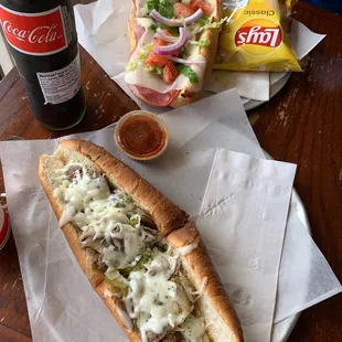 Italian sub and special steak sub