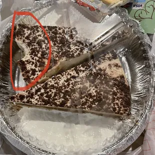 a slice of cake with a fork in it