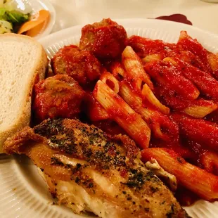 Mostaccioli, Chicken and Meatballs