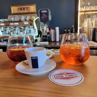 a cup of tea and a glass of tea