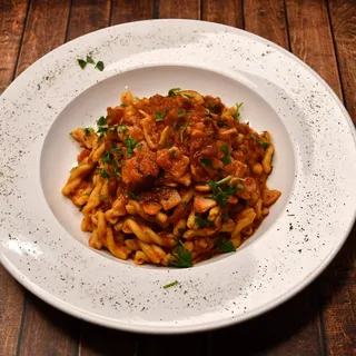 Homemade Casarecce Amatriciana