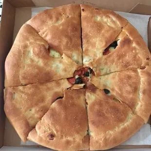 Stuffed pizza. More like giant calzone.