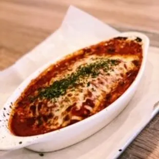 a plate of food on a napkin