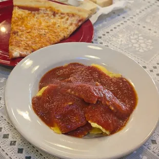 Cheese Ravioli and Cheese Pizza Slice