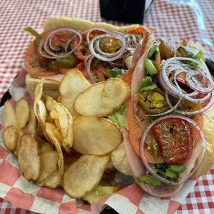 Italian sub with everything on it