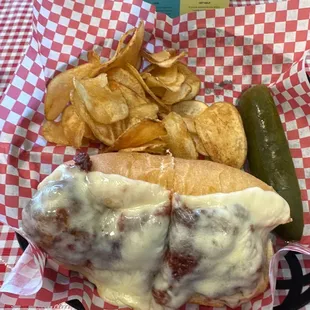 Meatball sub homemade potato chips
