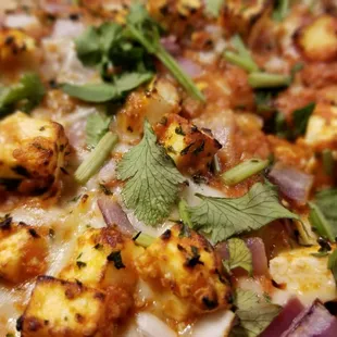 a close up view of a pizza