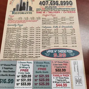 sushi and sashimi, menu