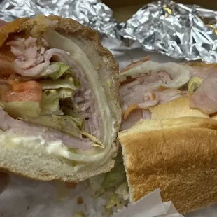 Toasted turkey melt submarine/hoagie sandwich. Fresh rolls too.