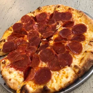 pepperoni on a pizza pan