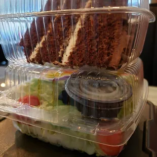 To go.  3 layer cake!!